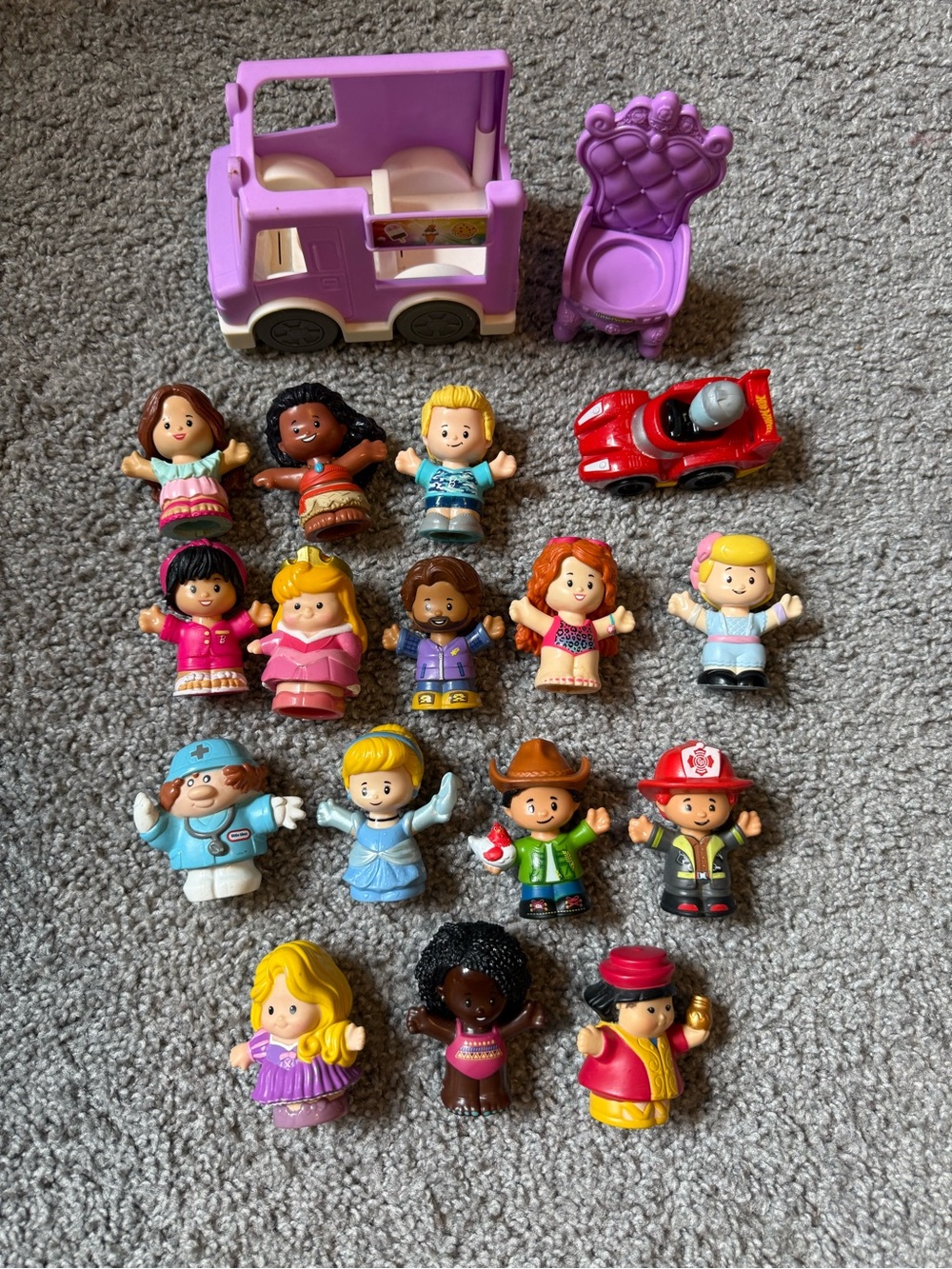 Fisher Price Little People Lot 18 Pieces Mixed Cinderella Cars Doctor Bundle Y2K - Picture 2 of 8